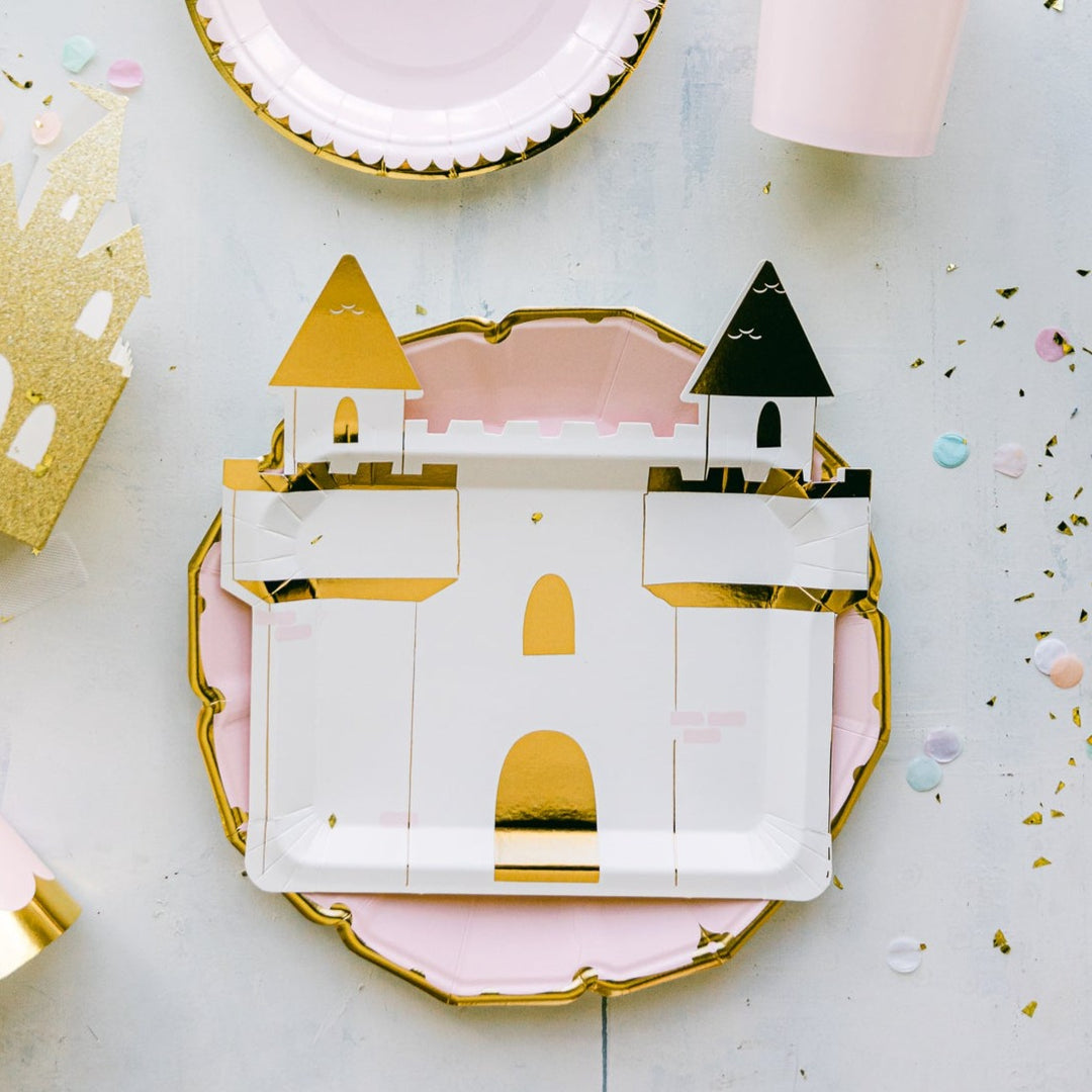 PRINCESS CASTLE SHAPED PLATES My Mind’s Eye Bonjour Fete - Party Supplies