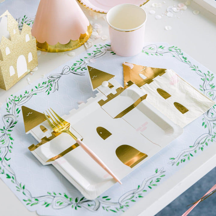 PRINCESS CASTLE SHAPED PLATES My Mind’s Eye Bonjour Fete - Party Supplies