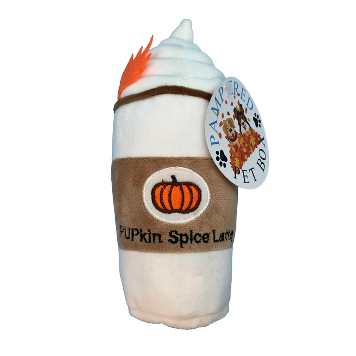 PUPKIN SPICE LATTE SQUEAKY TOY Pampered Pet Box Holiday Pet Bonjour Fete - Party Supplies
