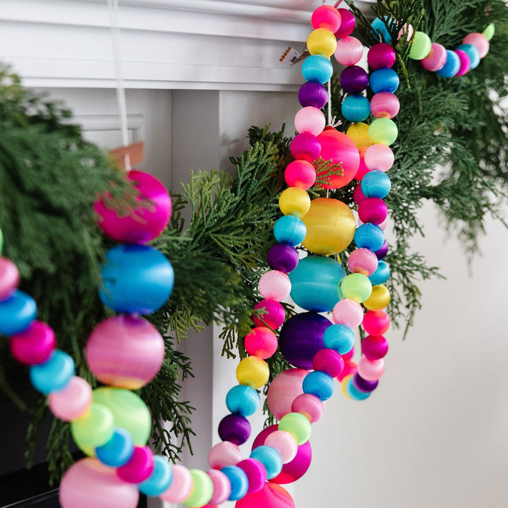 RAINBOW SILK BALL GARLAND Glitterville Tree Garland Bonjour Fete - Party Supplies