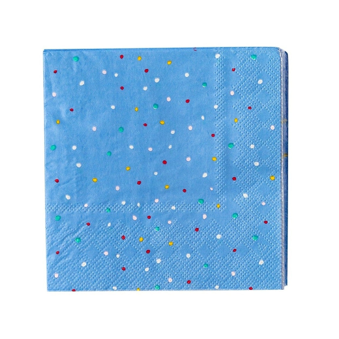 RAINBOW CONFETTI BLUE PARTY NAPKINS Oui Party Napkins Bonjour Fete - Party Supplies