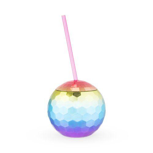 RAINBOW DISCO BALL TUMBLER Blush Cups Bonjour Fete - Party Supplies