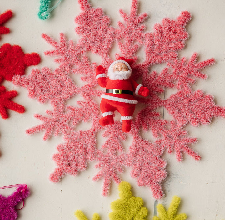 COLORFUL FUZZY SANTA ORNAMENT One Hundred 80 Degrees Christmas Ornament Bonjour Fete - Party Supplies
