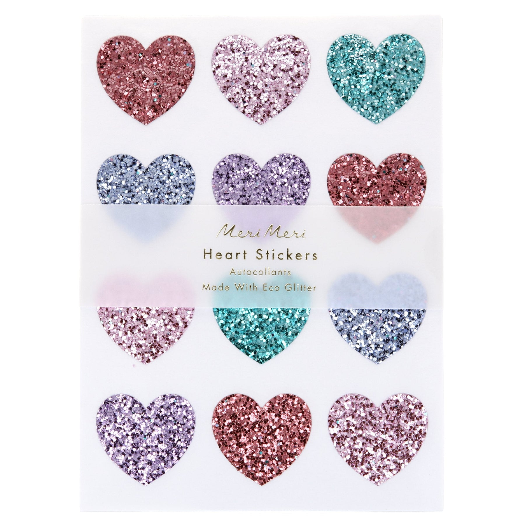 Meri Meri Rainbow Glitter Heart Stickers