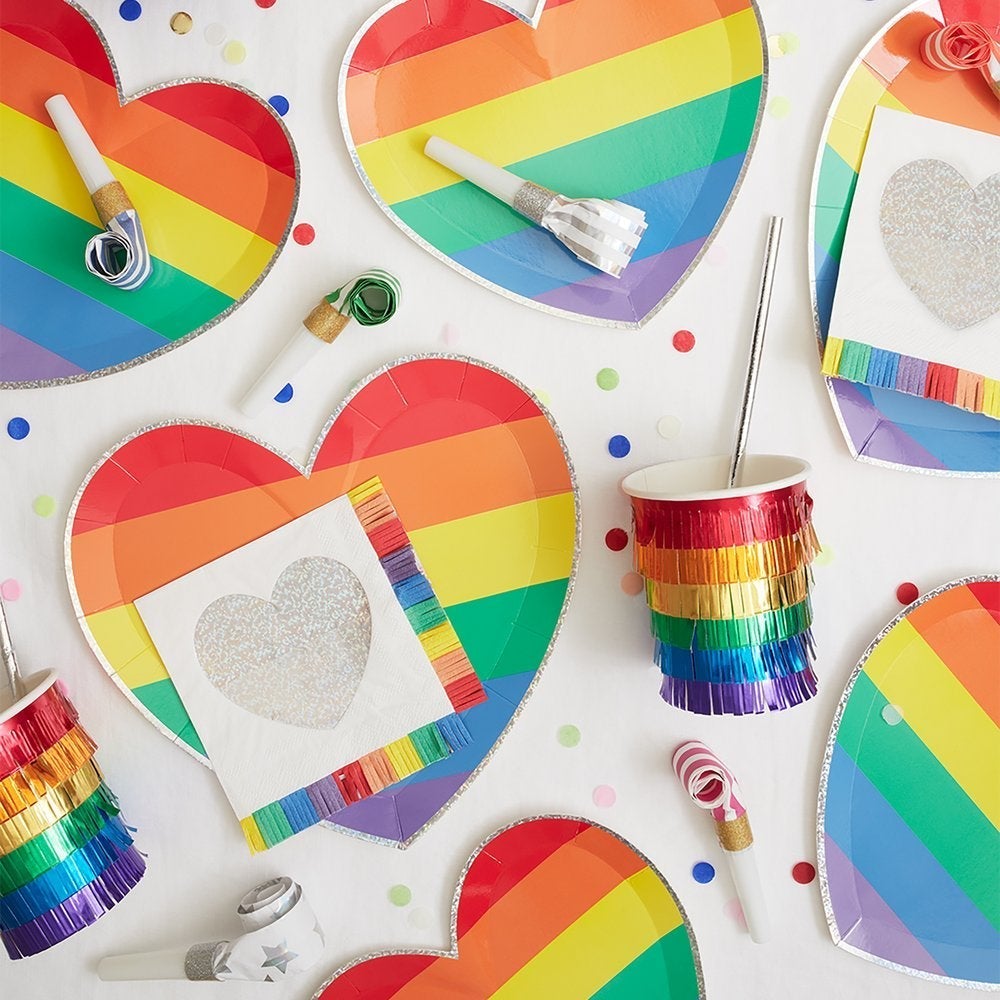 RAINBOW HEART PLATES Meri Meri Plates Bonjour Fete - Party Supplies