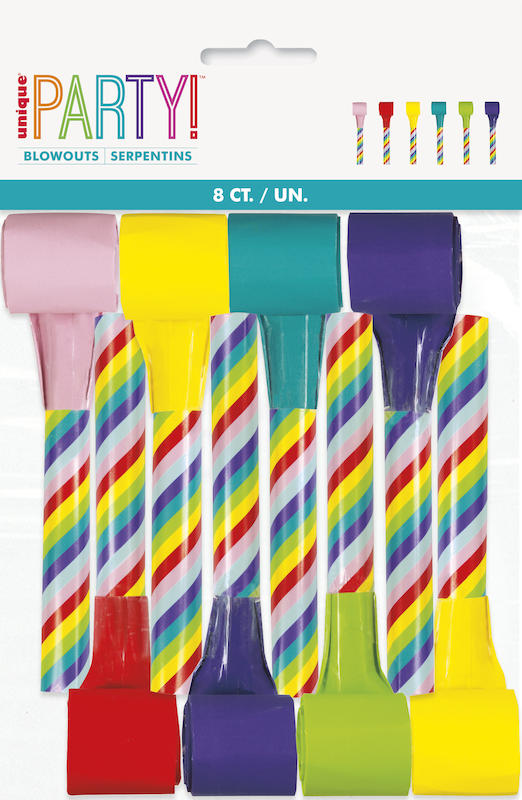 BRIGHT STRIPE PARTY BLOWERS Unique Bonjour Fete - Party Supplies