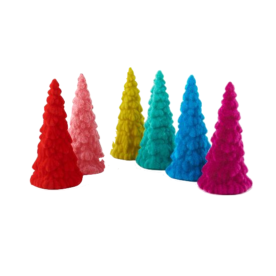 RAINBOW FLOCKED CHRISTMAS TREES One Hundred 80 Degrees Decorative Trees Bonjour Fete - Party Supplies