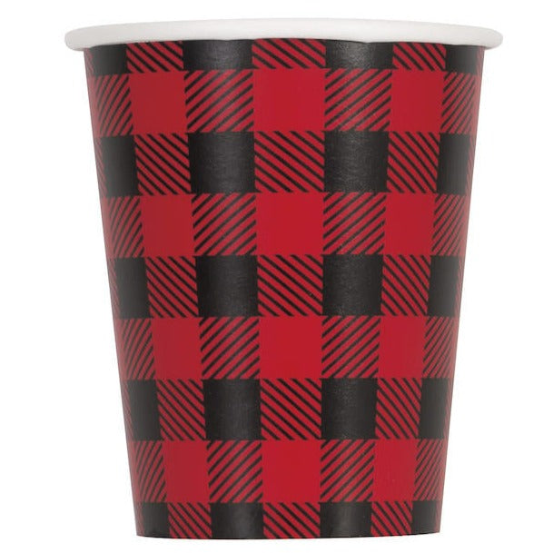 RED AND BLACK PLAID CUPS Unique Bonjour Fete - Party Supplies