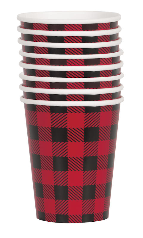 RED AND BLACK PLAID CUPS Unique Bonjour Fete - Party Supplies