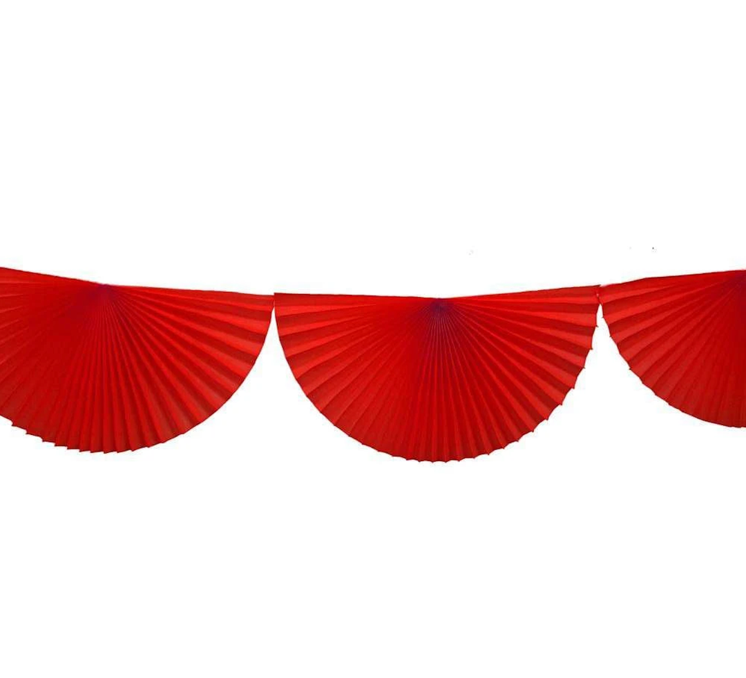 RED BUNTING FAN GARLAND Devra Party Garlands & Banners Bonjour Fete - Party Supplies