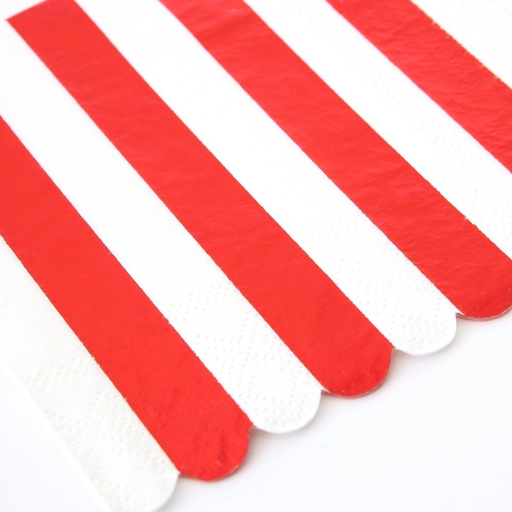 RED STRIPE NAPKINS Meri Meri Napkins Bonjour Fete - Party Supplies