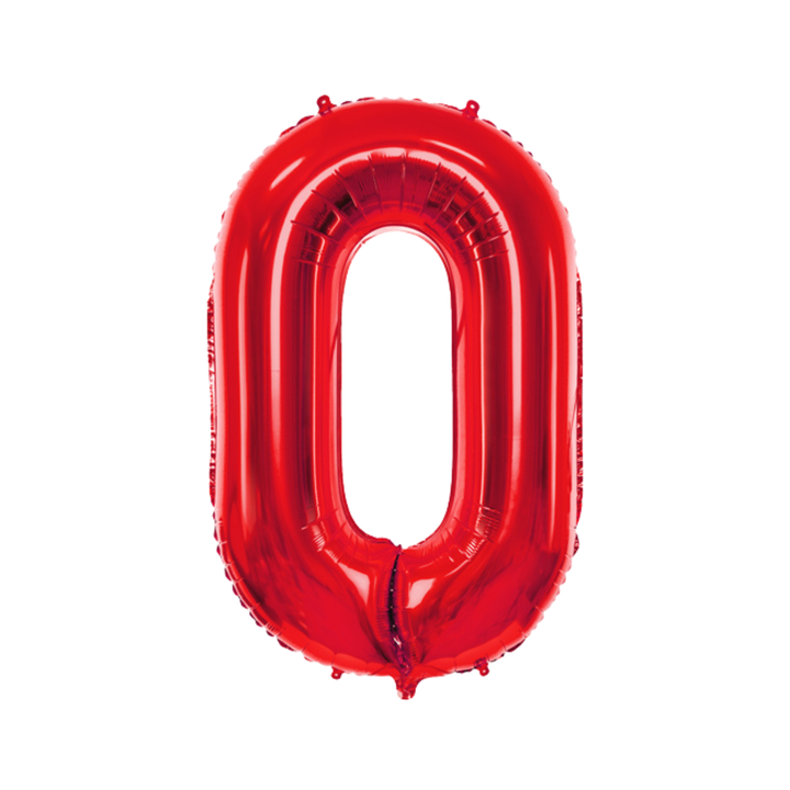 NUMBER 0 FOIL BALLOON LA Balloons Balloon 34" / Red Bonjour Fete - Party Supplies