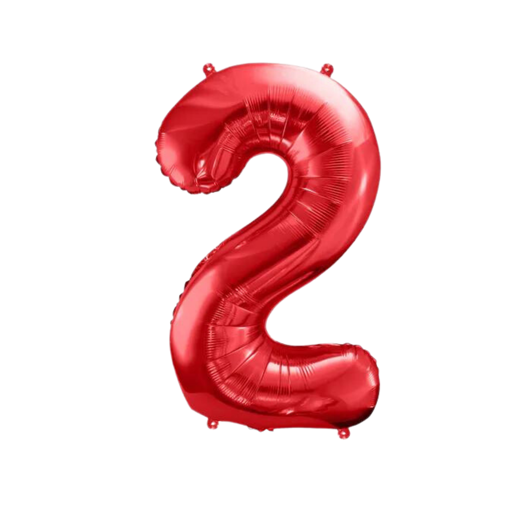 NUMBER 2 FOIL BALLOON LA Balloons Balloons 34" / Red Bonjour Fete - Party Supplies