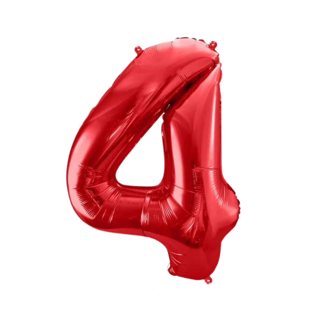 NUMBER 4 FOIL BALLOON LA Balloons Balloons 34" / Red Bonjour Fete - Party Supplies
