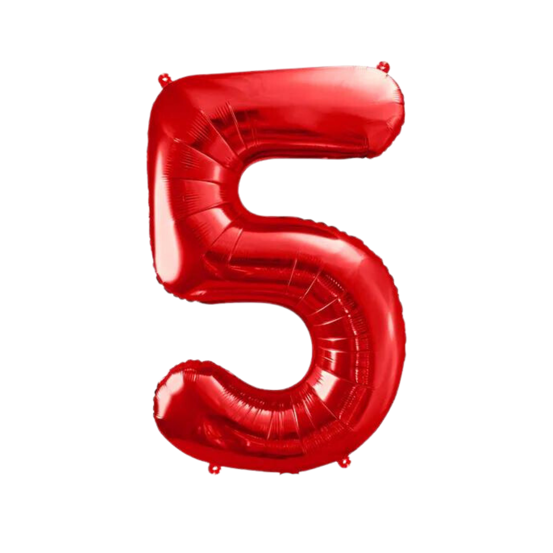 NUMBER 5 FOIL BALLOON LA Balloons Balloons 34" / Red Bonjour Fete - Party Supplies