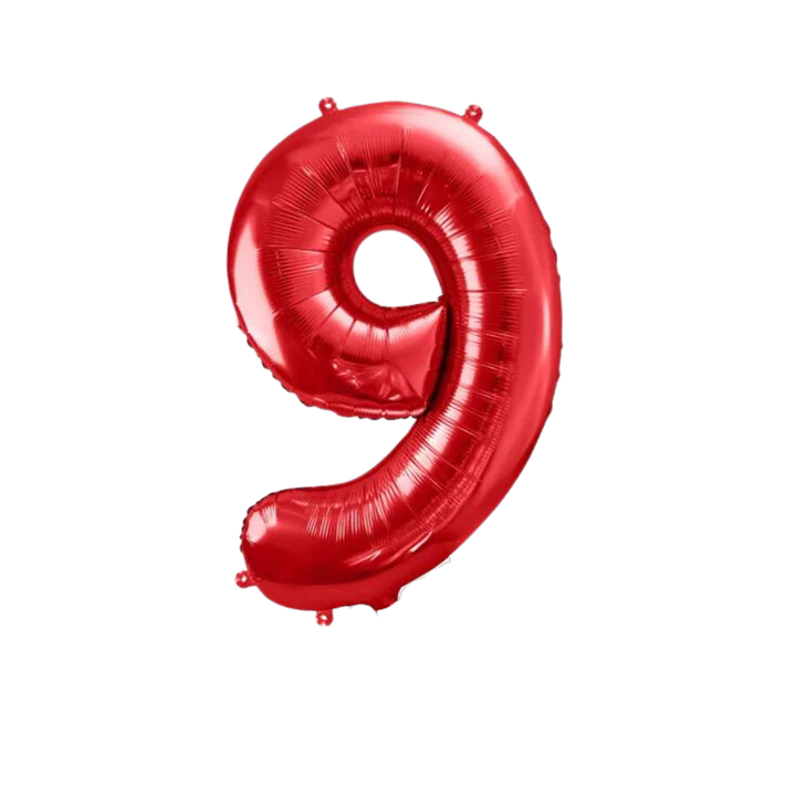 NUMBER 9 FOIL BALLOON LA Balloons Balloons 34" / Red Bonjour Fete - Party Supplies