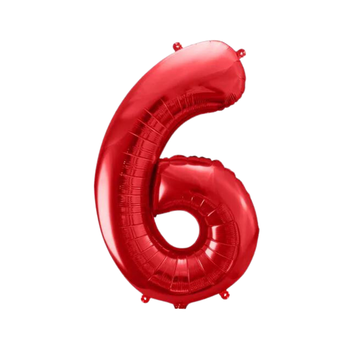 NUMBER 6 FOIL BALLOON LA Balloons Balloons 34" / Red Bonjour Fete - Party Supplies