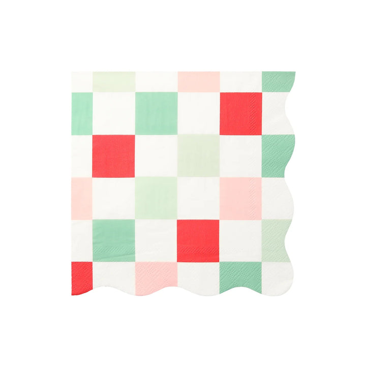RED, PINK, & GREEN CHECK PLATES Meri Meri Christmas Holiday Party Supplies Bonjour Fete - Party Supplies