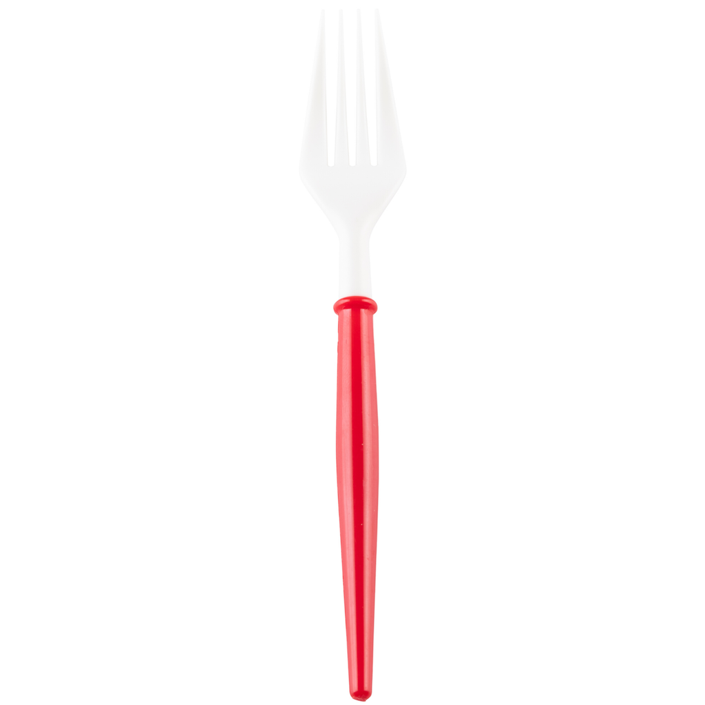 BELLA WHITE AND RED CUTLERY Sophistiplate LLC Cutlery 8-PIECE FORKS Bonjour Fete - Party Supplies