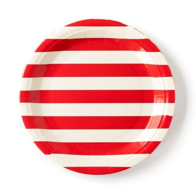 RED STRIPE ROUND PLATES My Mind's Eye Plates Bonjour Fete - Party Supplies
