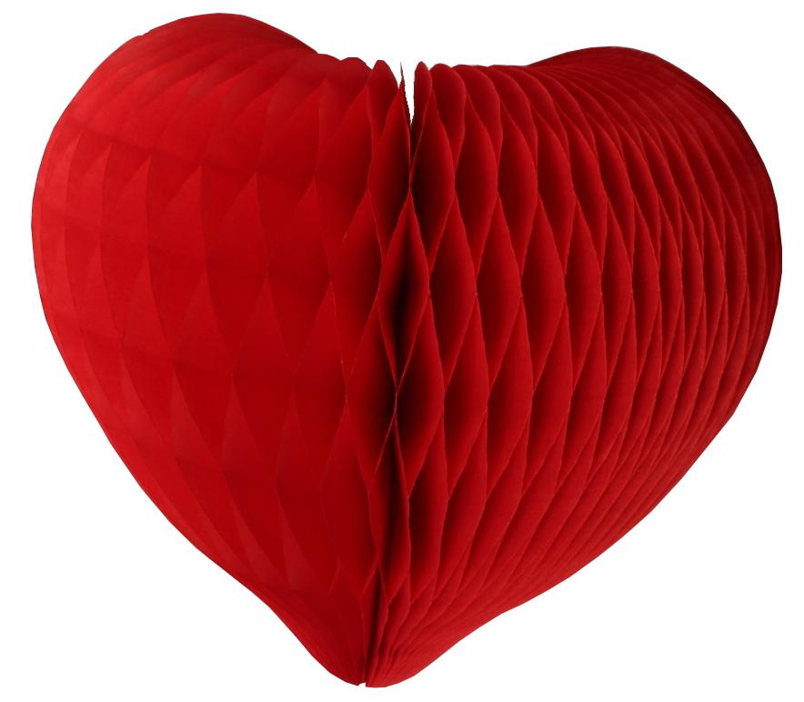 RED HONEYCOMB HEART TISSUE PAPER DECOR Devra Party Hanging Decor Bonjour Fete - Party Supplies