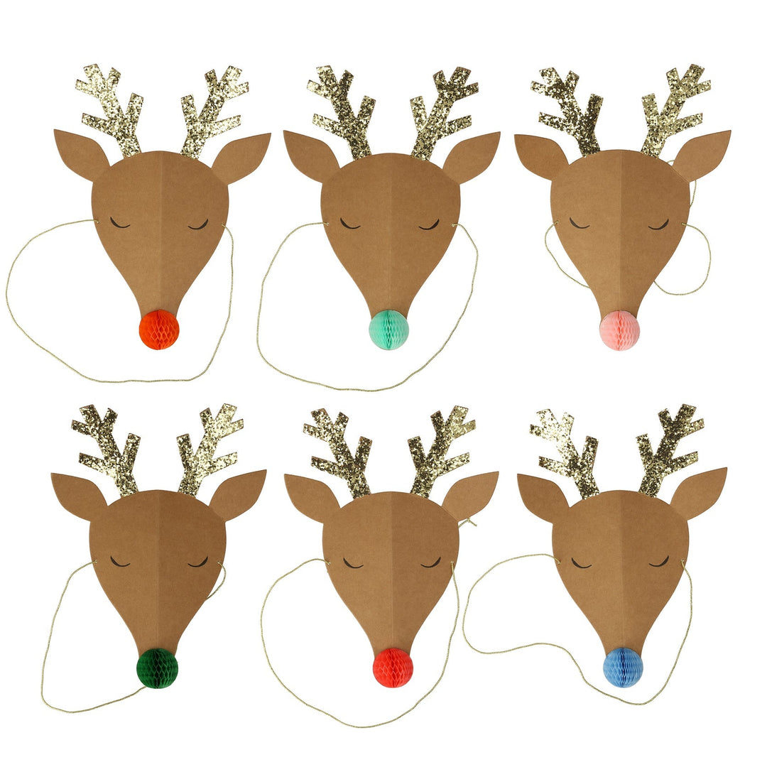 REINDEER PARTY HATS Meri Meri Christmas Wear Bonjour Fete - Party Supplies