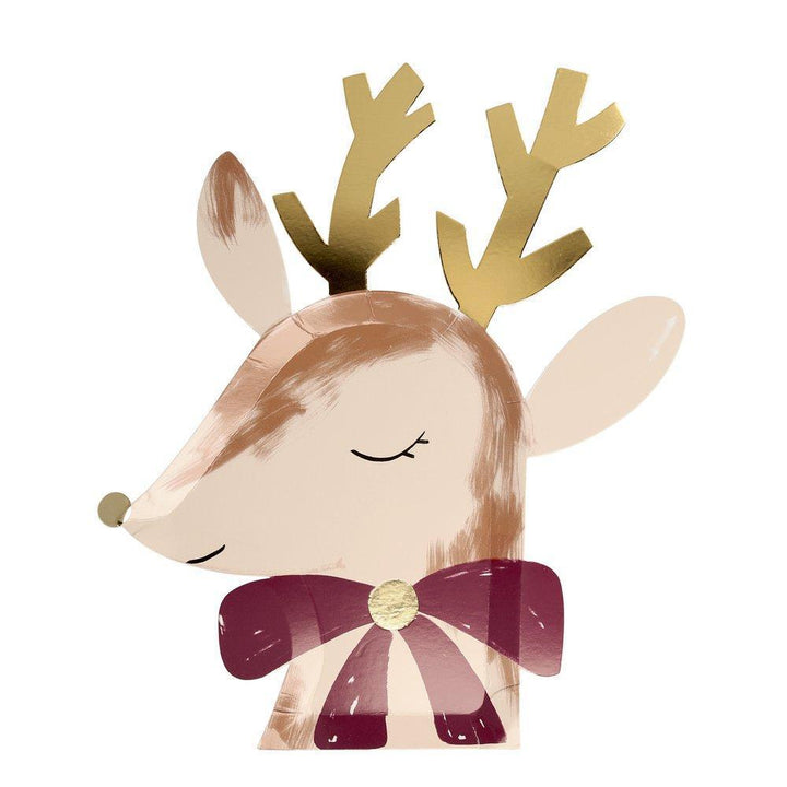 REINDEER WITH BOW PLATES Meri Meri Christmas Tableware Bonjour Fete - Party Supplies
