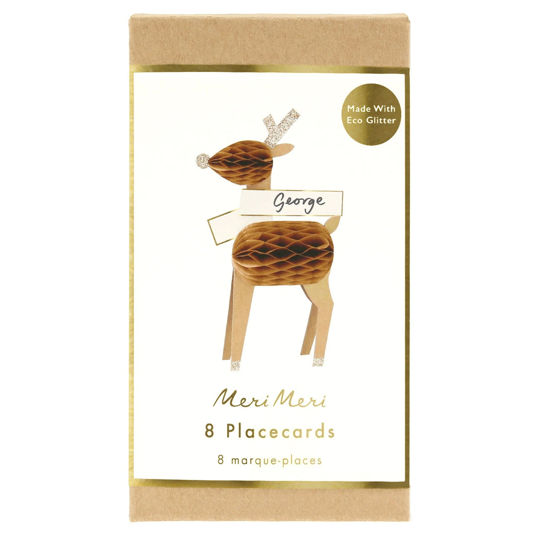 HONEYCOMB REINDEER PLACECARDS Meri Meri Christmas Holiday Party Supplies Bonjour Fete - Party Supplies