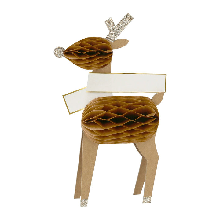 HONEYCOMB REINDEER PLACECARDS Meri Meri Christmas Holiday Party Supplies Bonjour Fete - Party Supplies