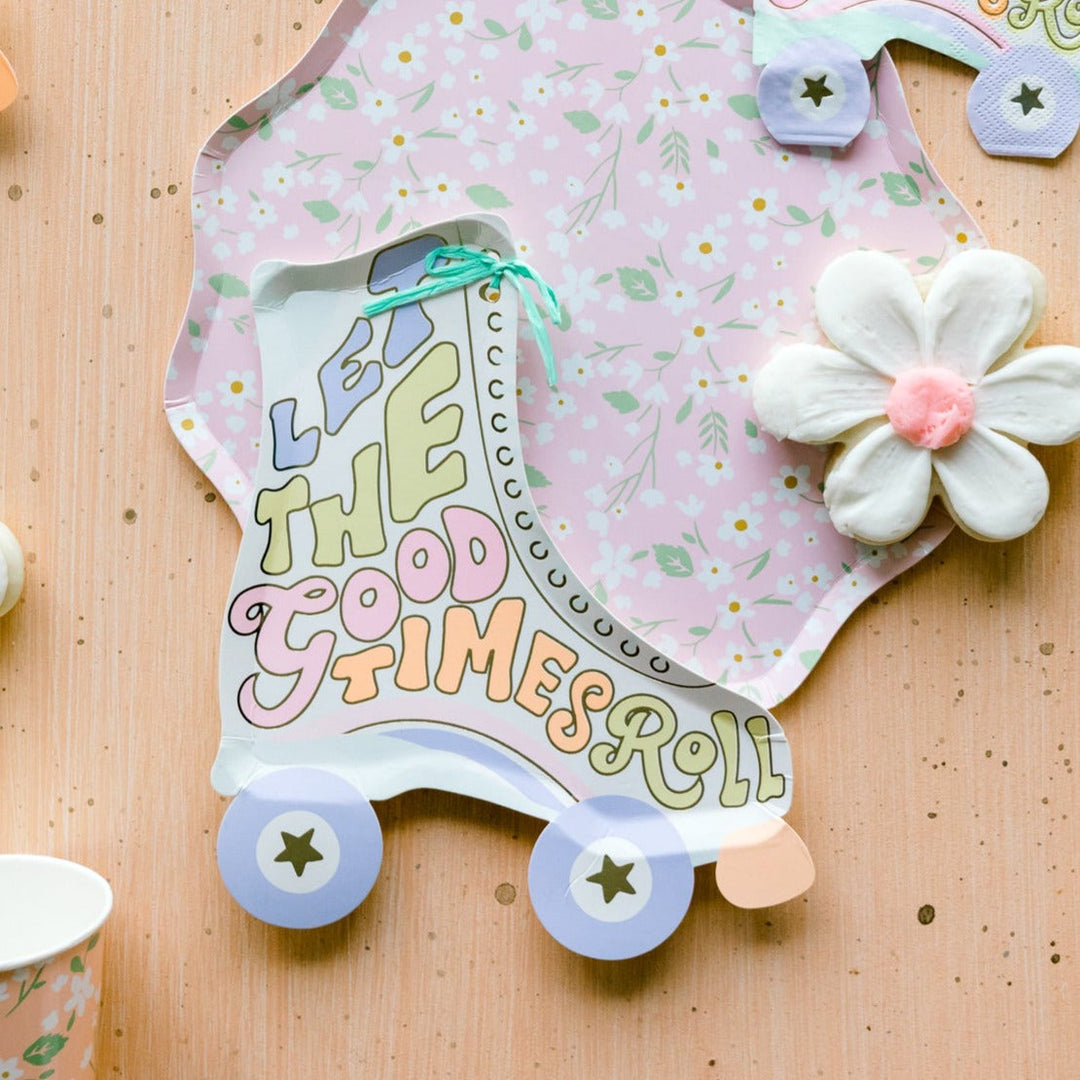 ROLLER SKATE PAPER PARTY PLATES Meri Meri Plates Bonjour Fete - Party Supplies