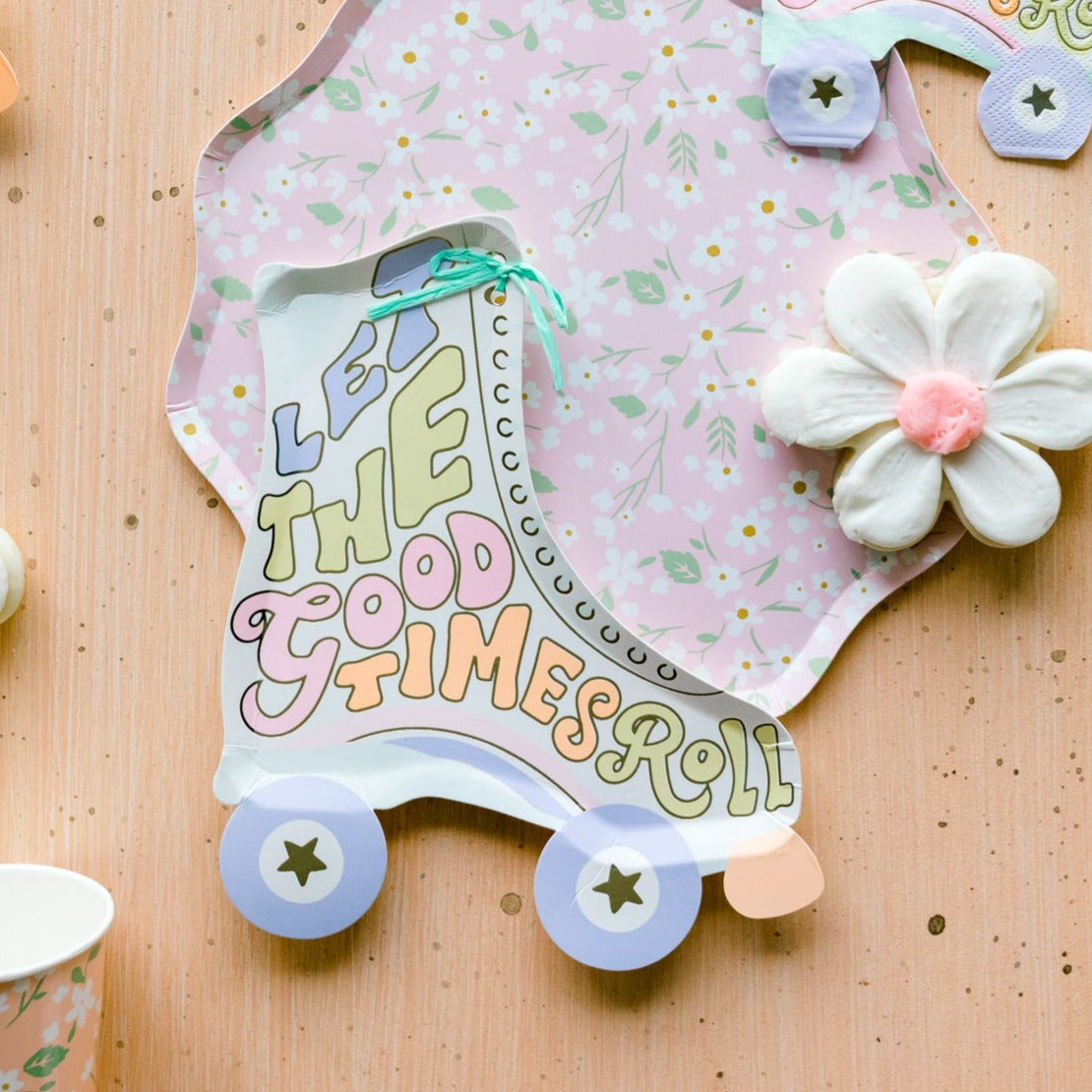 ROLLER SKATE PAPER PARTY PLATES Bonjour Fête