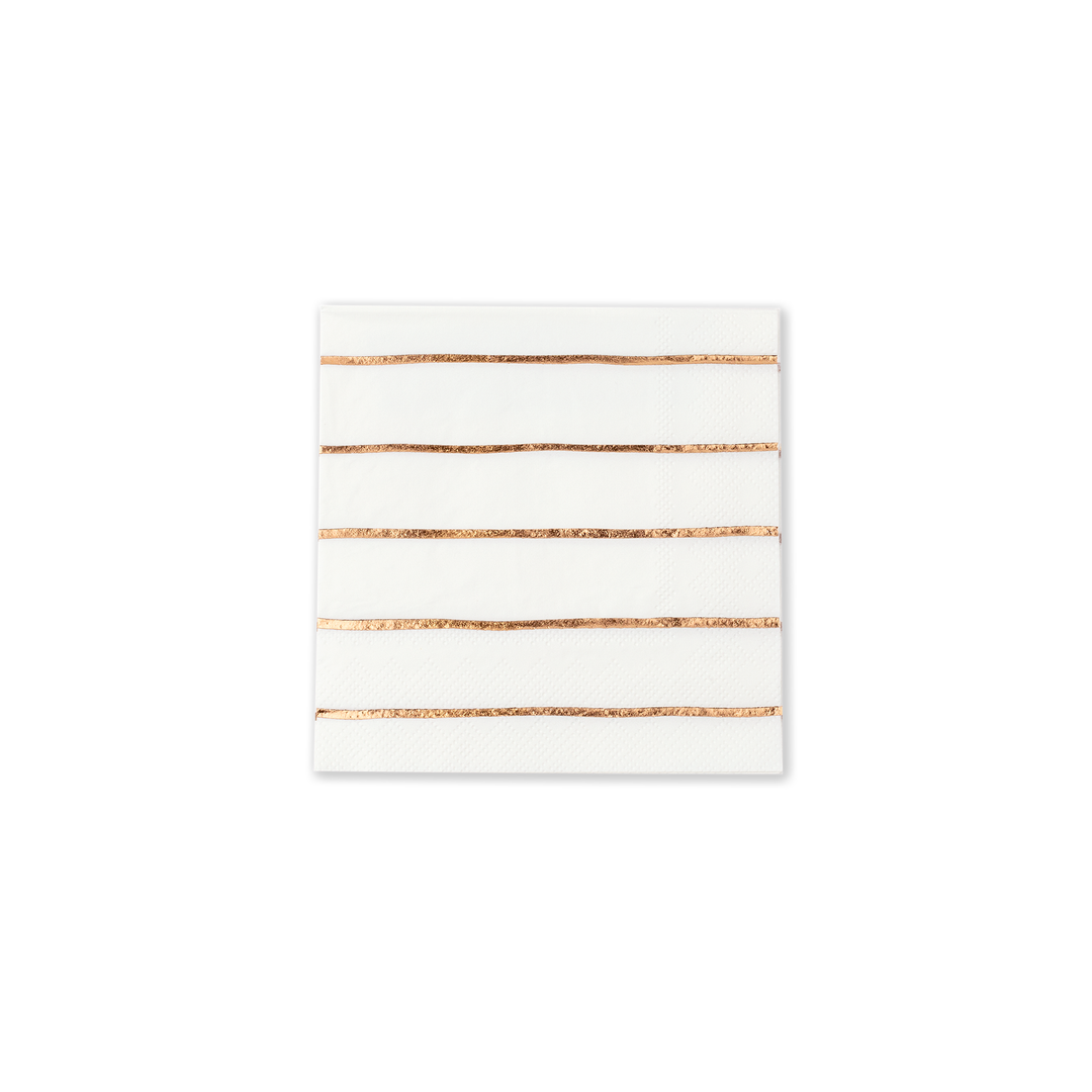 ROSE GOLD FRENCHIE STRIPED NAPKINS Jollity & Co. + Daydream Society Napkins Bonjour Fete - Party Supplies