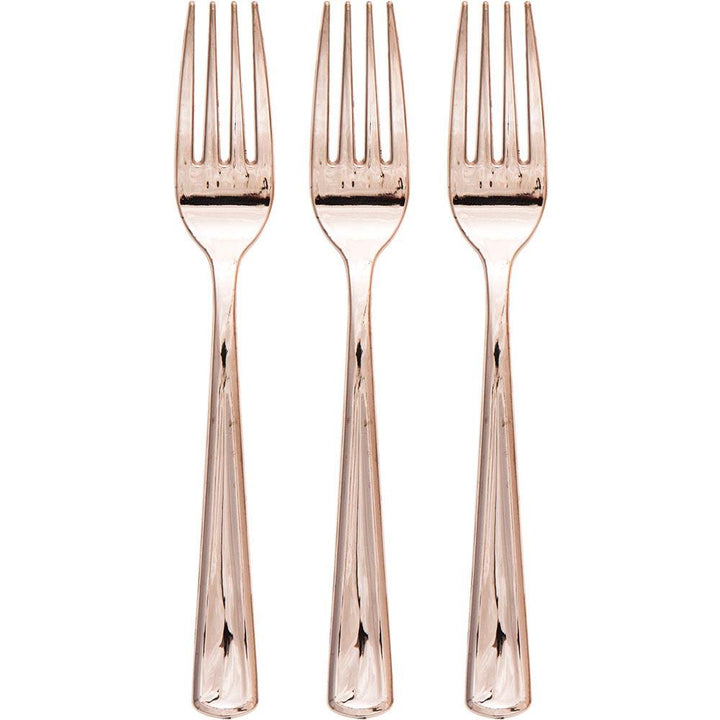 ROSE GOLD PREMIUM CUTLERY Creative Converting Cutlery Forks Only Bonjour Fete - Party Supplies