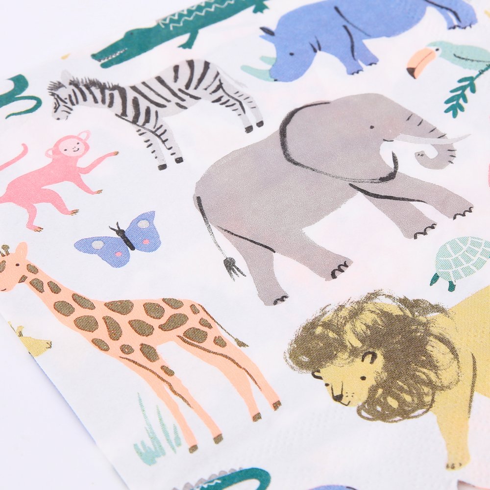 SAFARI ANIMAL NAPKINS - LARGE Meri Meri Napkins Bonjour Fete - Party Supplies