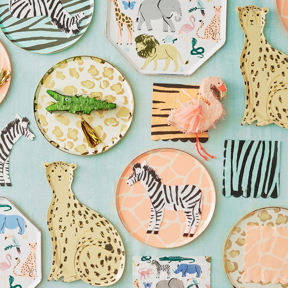 CHEETAH DIE-CUT PLATES Meri Meri Plates Bonjour Fete - Party Supplies