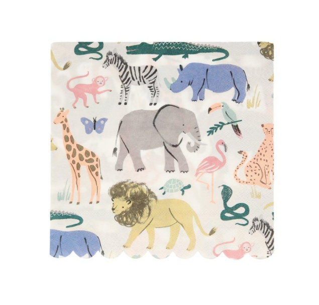 SAFARI ANIMAL LARGE NAPKINS Meri Meri Napkins Bonjour Fete - Party Supplies