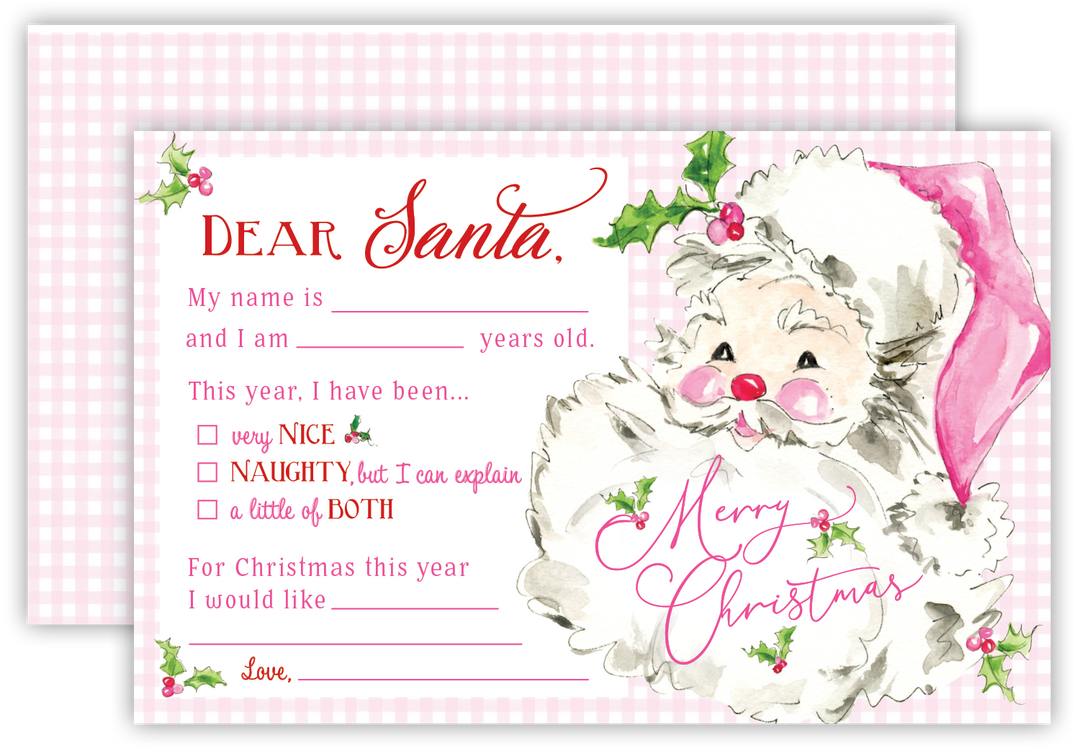 HANDPAINTED PINK LETTER TO SANTA Rosanne Beck Collections Christmas Holiday Party Supplies Bonjour Fete - Party Supplies