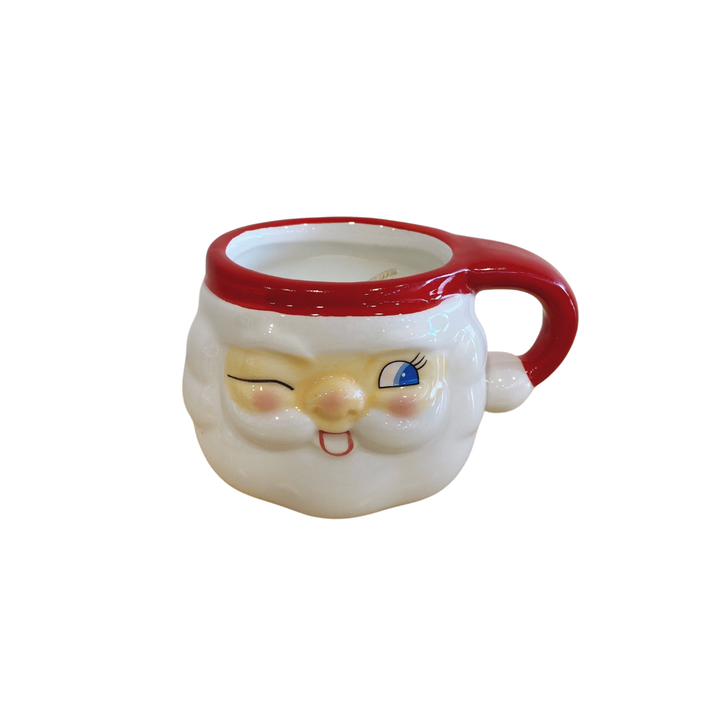 MINI SANTA MUG CANDLE Star Hollow Candle Company One Winking Eye Santa Bonjour Fete - Party Supplies