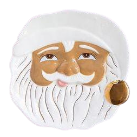 BROWN PAPA NOEL SANTA COOKIE PLATE Glitterville Holiday Home & Entertaining Bonjour Fete - Party Supplies