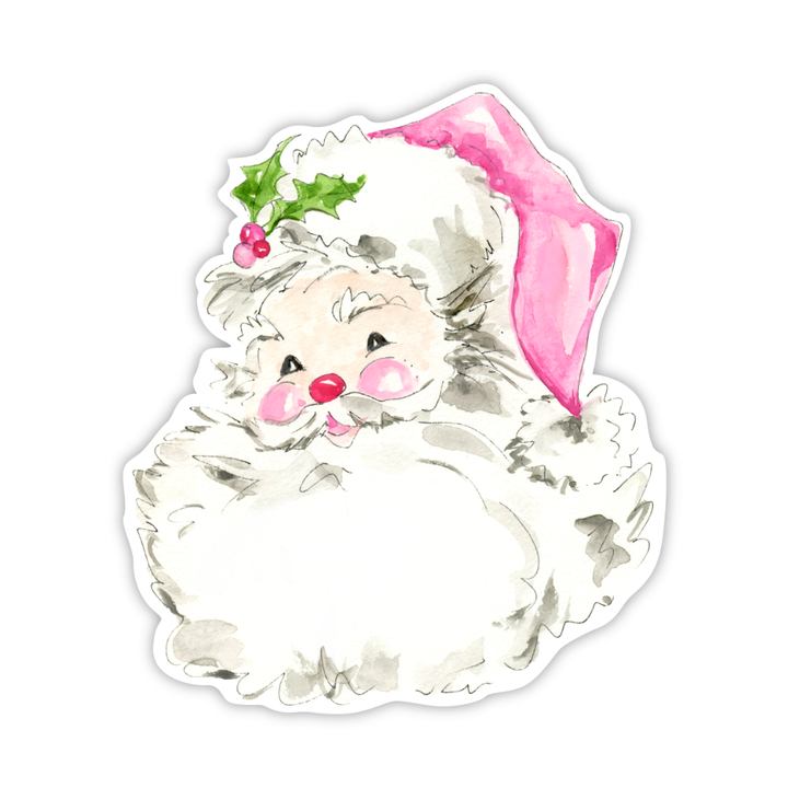 HANDPAINTED PINK SANTA DIE-CUT ACCENTS Rosanne Beck Collections Christmas Holiday Party Supplies Bonjour Fete - Party Supplies