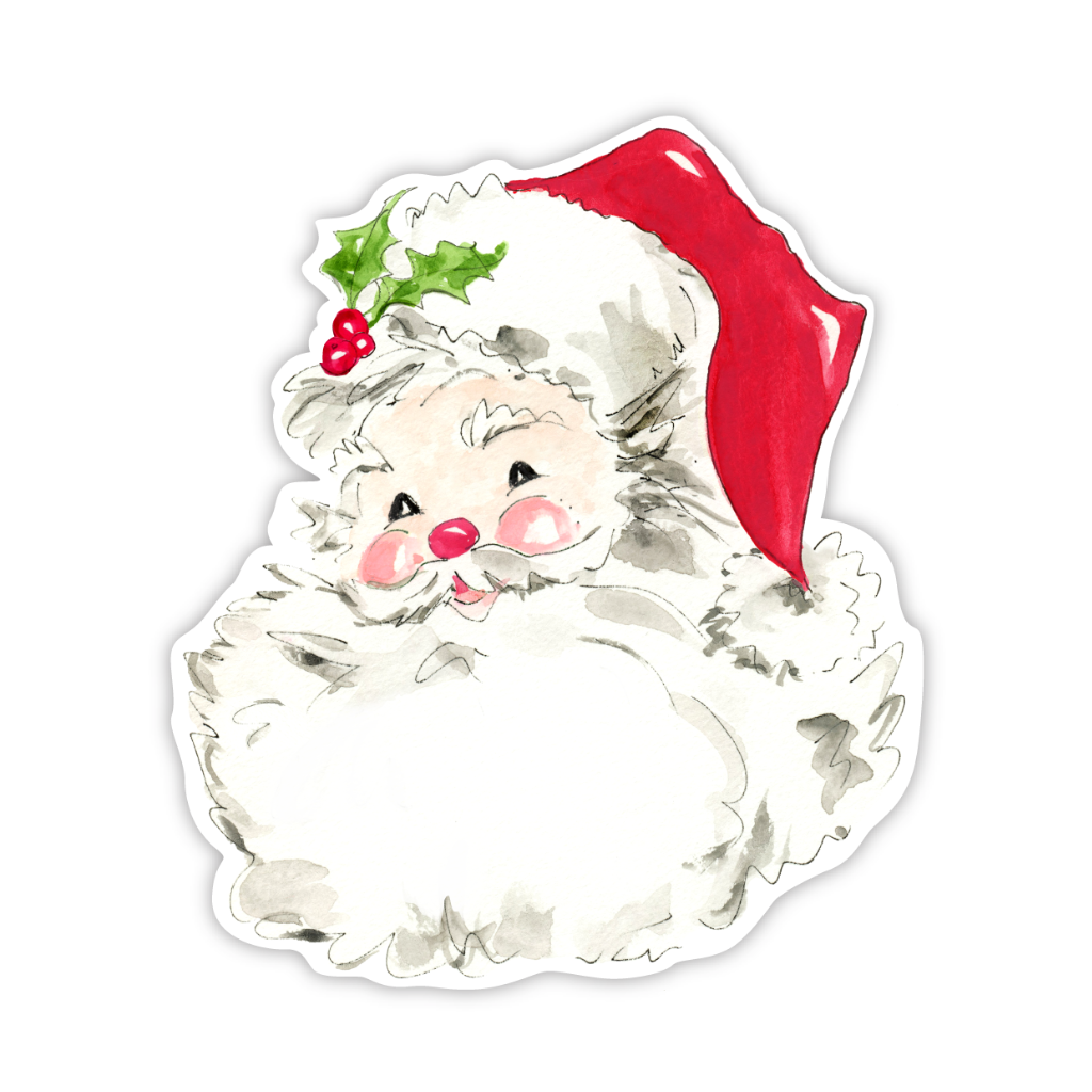 HANDPAINTED RED SANTA DIE-CUT ACCENTS Rosanne Beck Collections Christmas Holiday Party Supplies Bonjour Fete - Party Supplies