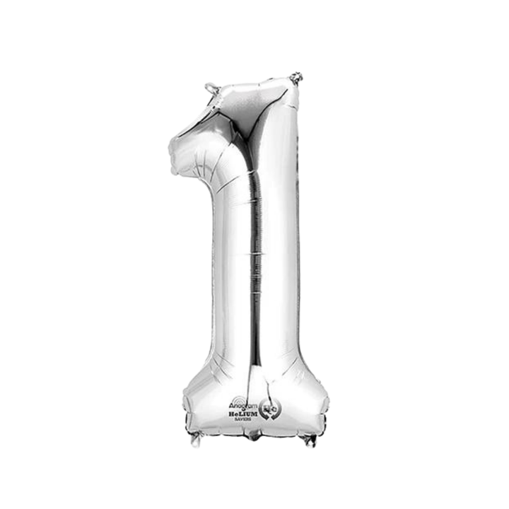 NUMBER 1 FOIL BALLOON LA Balloons Balloons 34" / Silver Bonjour Fete - Party Supplies
