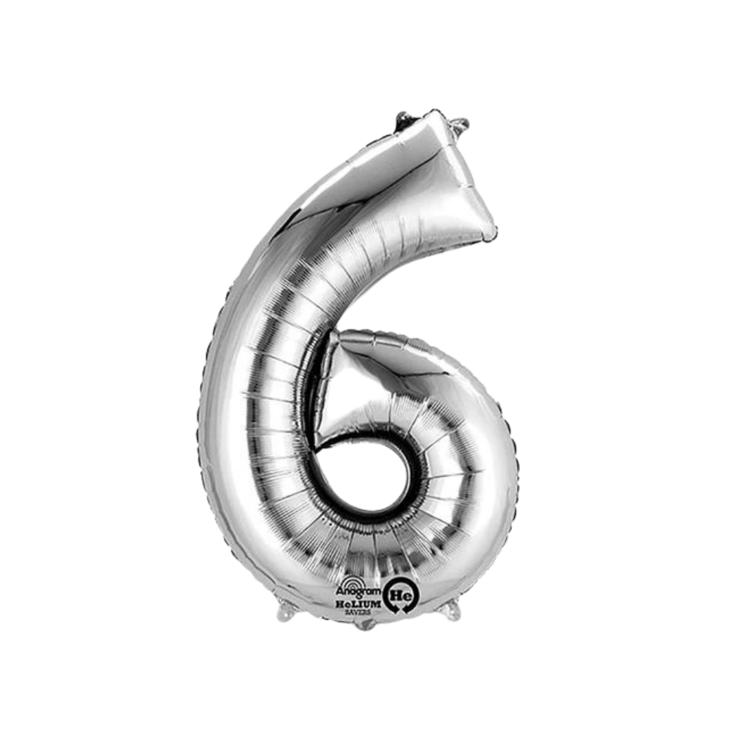 NUMBER 6 FOIL BALLOON LA Balloons Balloons 34" / Silver Bonjour Fete - Party Supplies