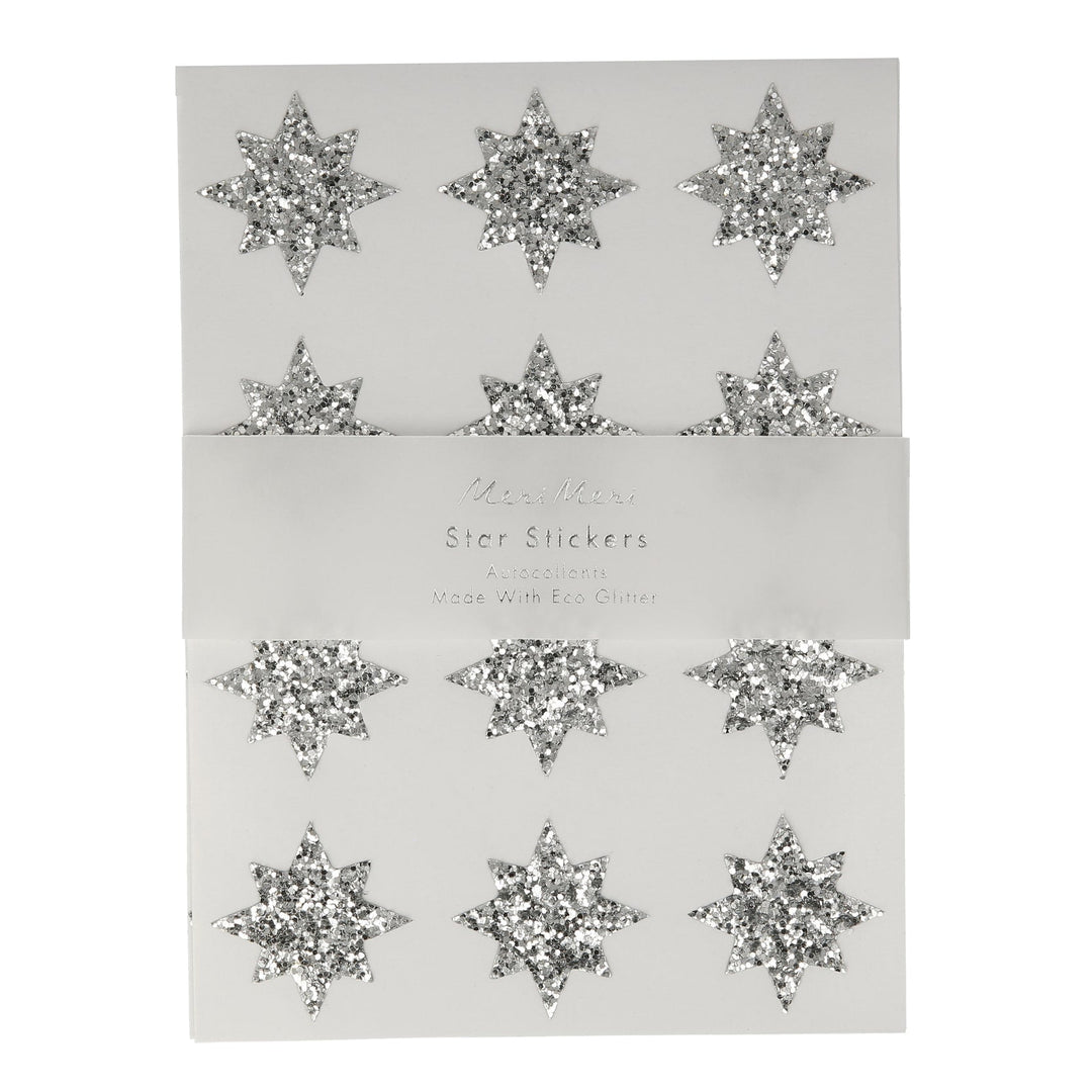 SILVER ECO GLITTER STAR STICKERS Meri Meri PASTEL TISSUE FRINGE  CHRISTMAS CRACKERS Bonjour Fete - Party Supplies