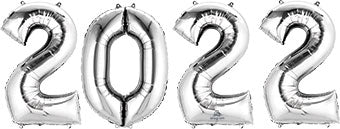 2022 SILVER NUMBER BALLOON SET Anagram Bonjour Fete - Party Supplies