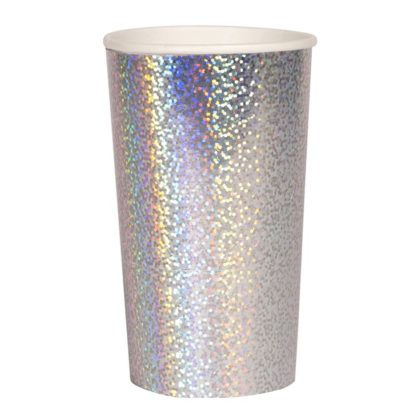 SILVER SPARKLE CUPS Meri Meri Cups HIGHBALL - 13 OZ Bonjour Fete - Party Supplies