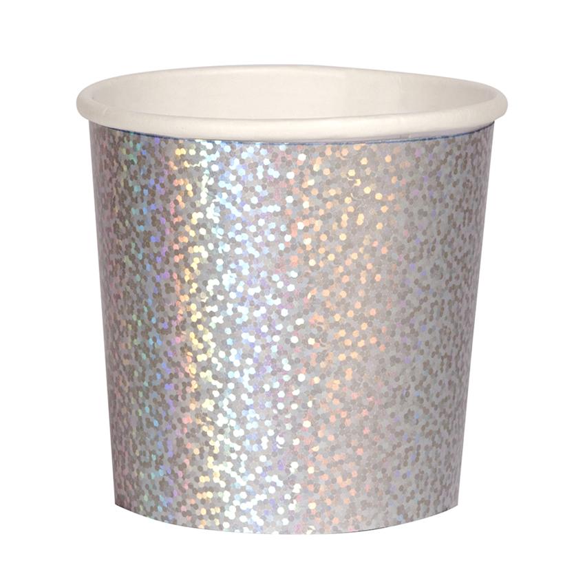SILVER SPARKLE CUPS Meri Meri Cups TUMBLER - 9 OZ Bonjour Fete - Party Supplies