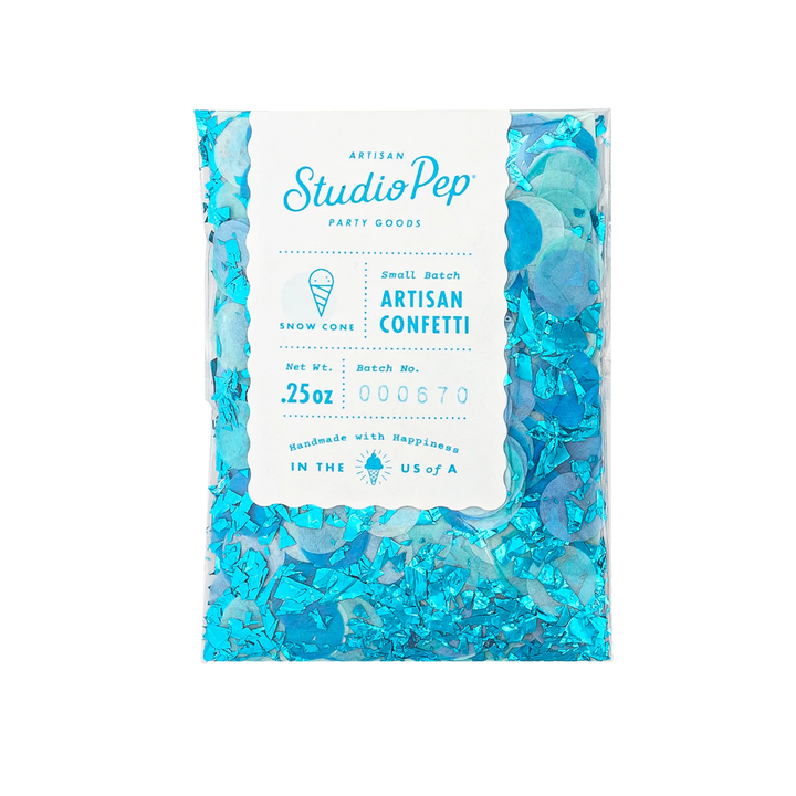 BLUE SNOW CONE ARTISAN CONFETTI Studio Pep Confetti MINI BAG - 1/4 OZ BAG Bonjour Fete - Party Supplies