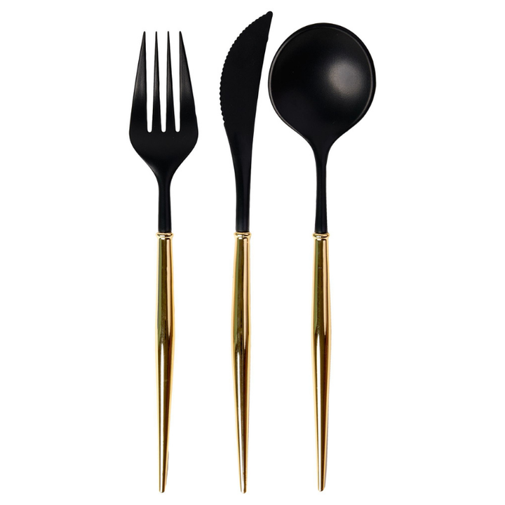 BELLA BLACK AND GOLD CUTLERY Sophistiplate LLC Cutlery 24-PIECE ASSORTED Bonjour Fete - Party Supplies