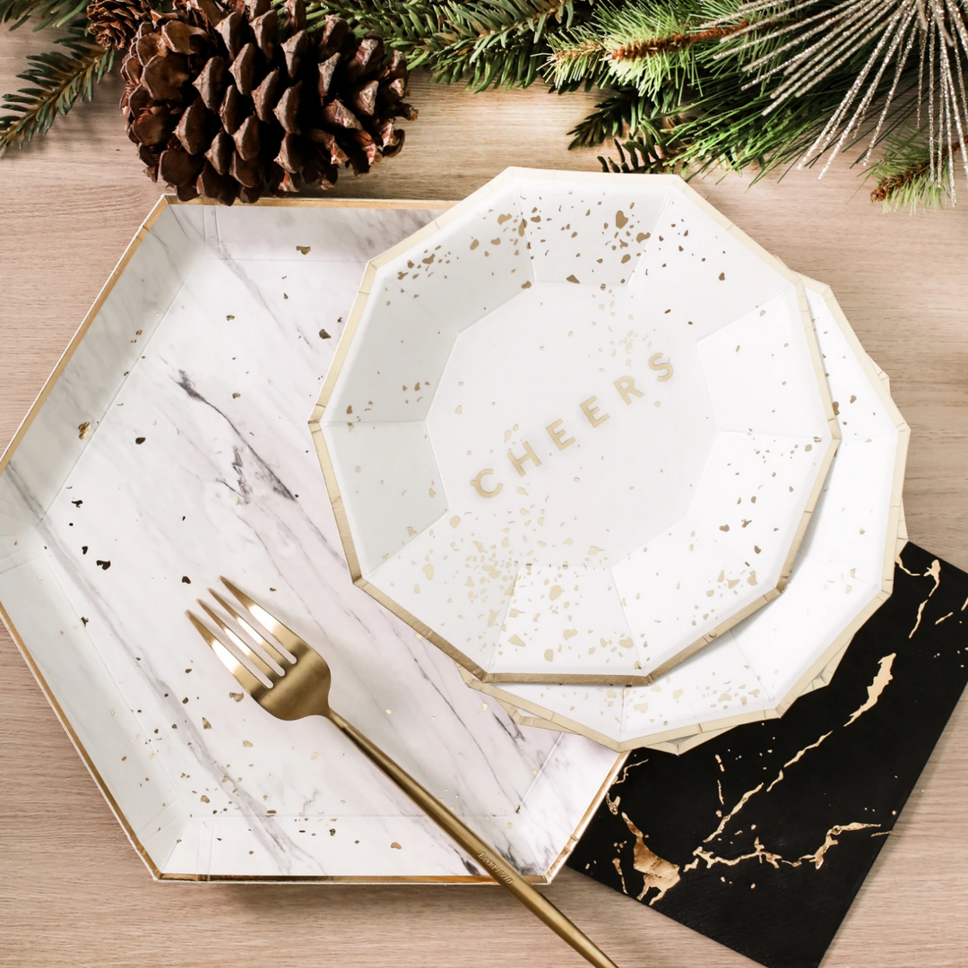 SOIREE - WHITE CHEERS SMALL PLATES Harlow & Grey Plates Bonjour Fete - Party Supplies